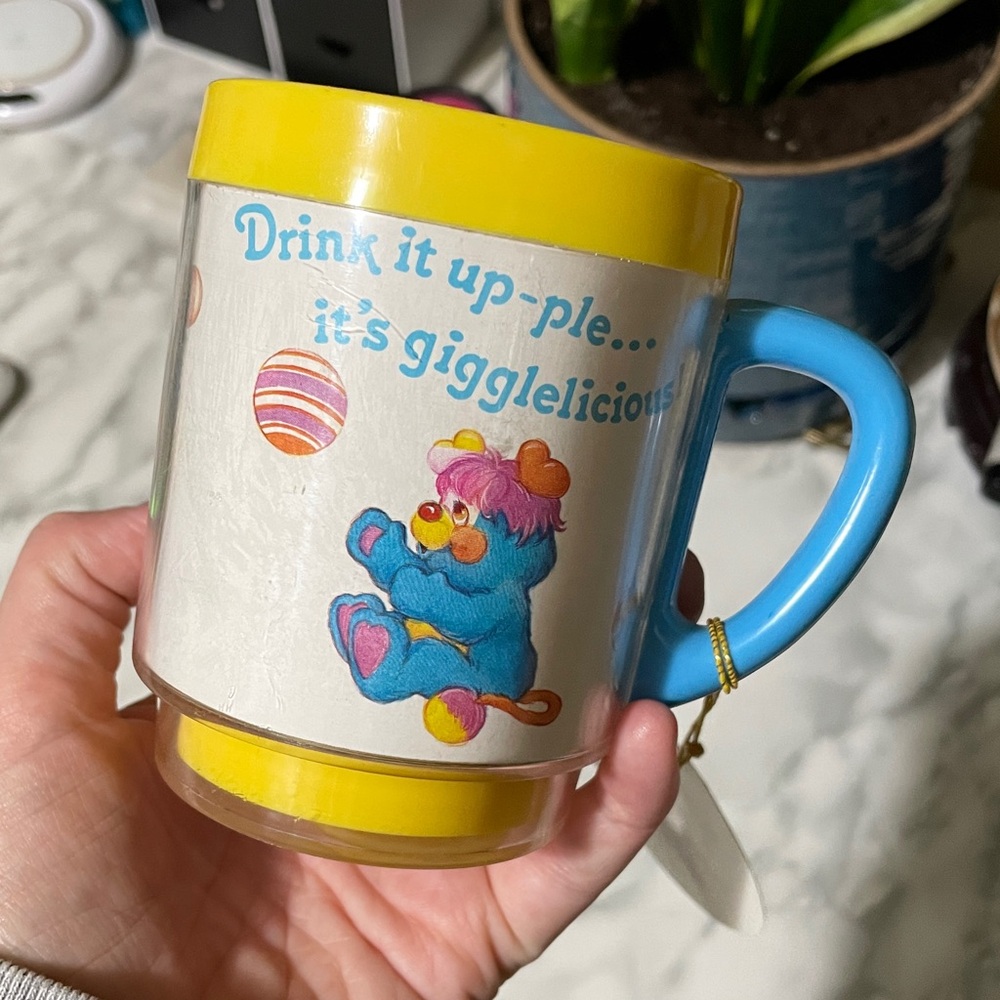 VINTAGE Popples plastic colourful cup /mug 1986 - AS IS CONDITION